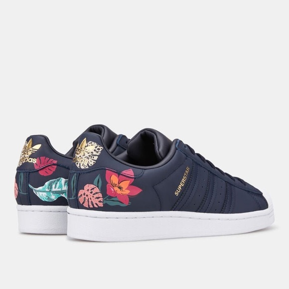 Women’s ADIDAS Originals Superstar x Her Studio London Navy Floral Burst- Sz 6.5 - Picture 1 of 14